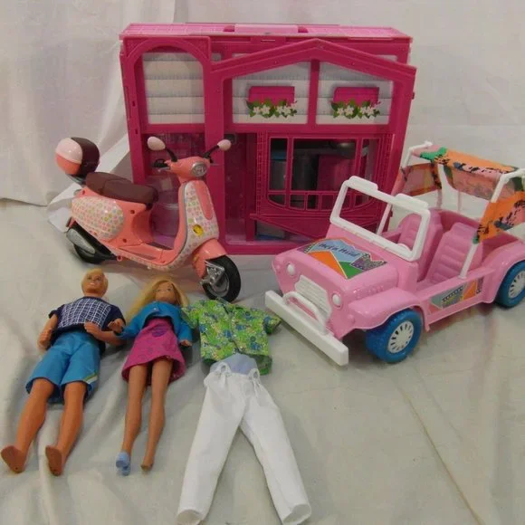 Toys Vintage Barbieken Dolls House Car And Accessories Setbundle